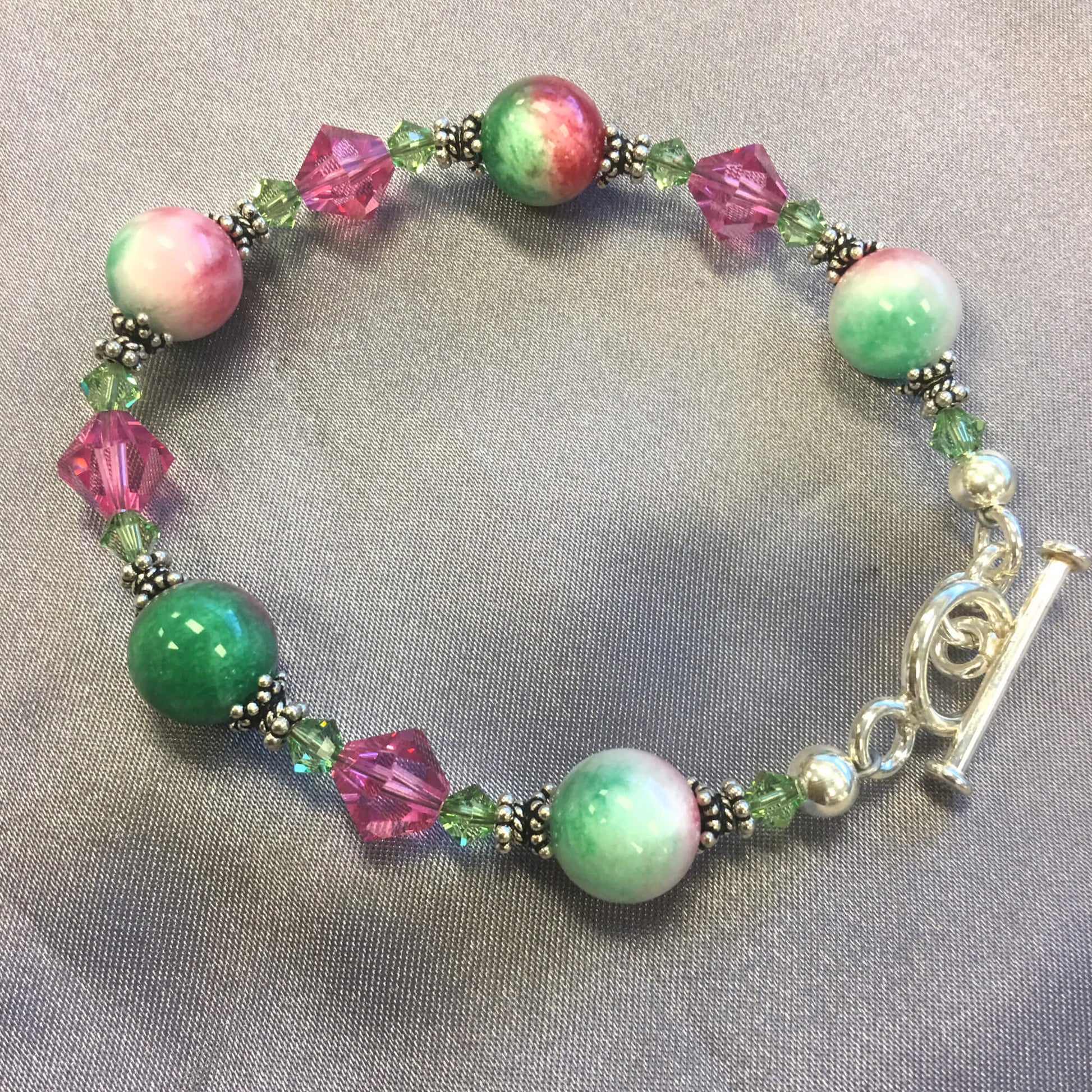 Simulated Gemstones & Austrian Crystals 925 Sterling Silver Bracelet - Gem Avenue