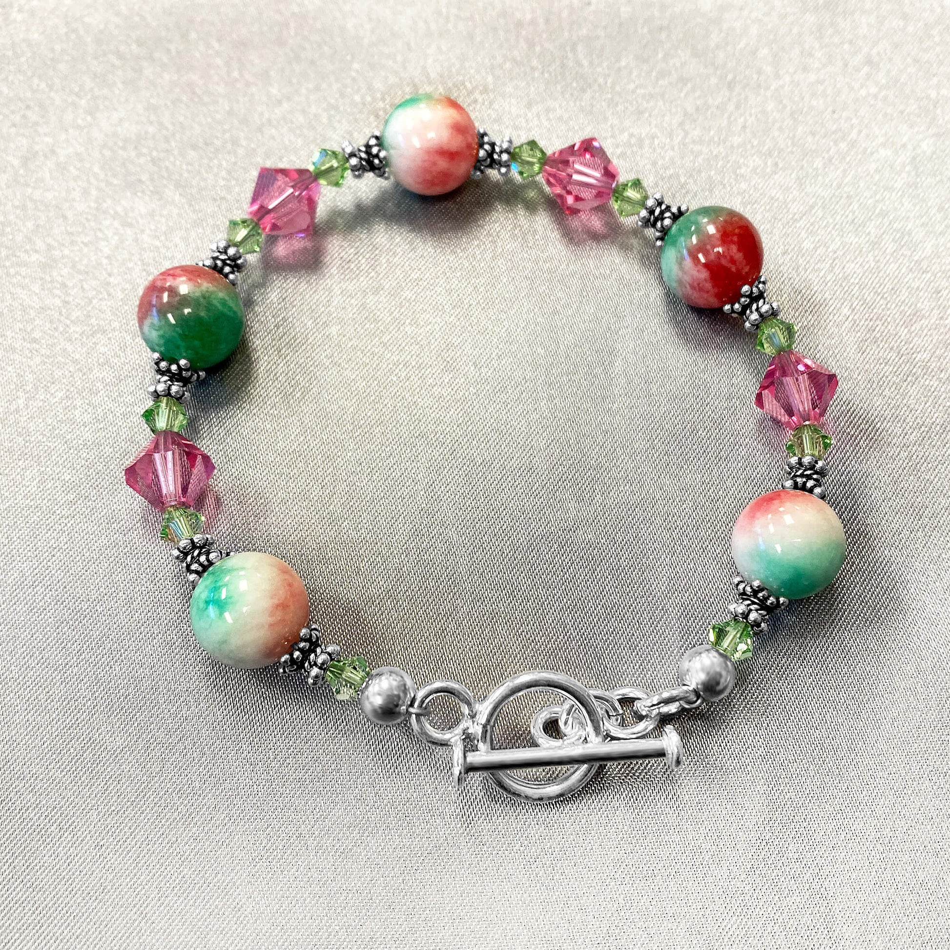 Simulated Gemstones & Austrian Crystals 925 Sterling Silver Bracelet - Gem Avenue