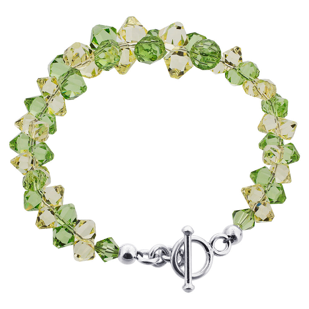 .925 Sterling Silver 7.5 Inch Bracelet with Cluster Bicone Austrian Crystals Elegant Women’s Jewelry
