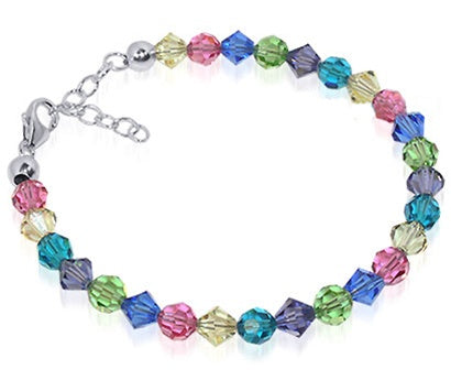 Sterling Silver Bracelet with Austrian Crystals Adjustable 7 to 8 Inch