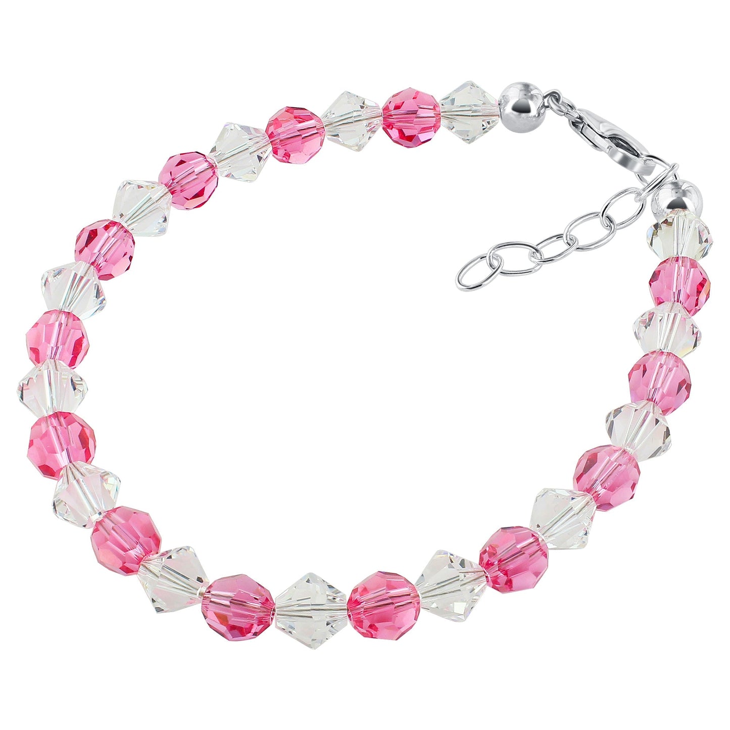 Sterling Silver Bracelet with Austrian Crystals Adjustable 7 to 8 Inch