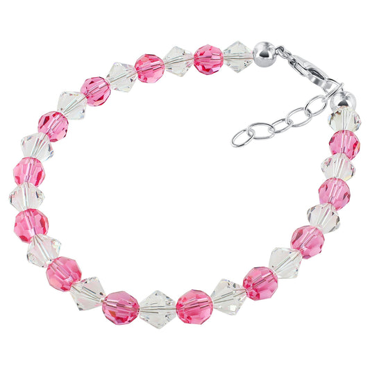 Sterling Silver Bracelet with Austrian Crystals Adjustable 7 to 8 Inch