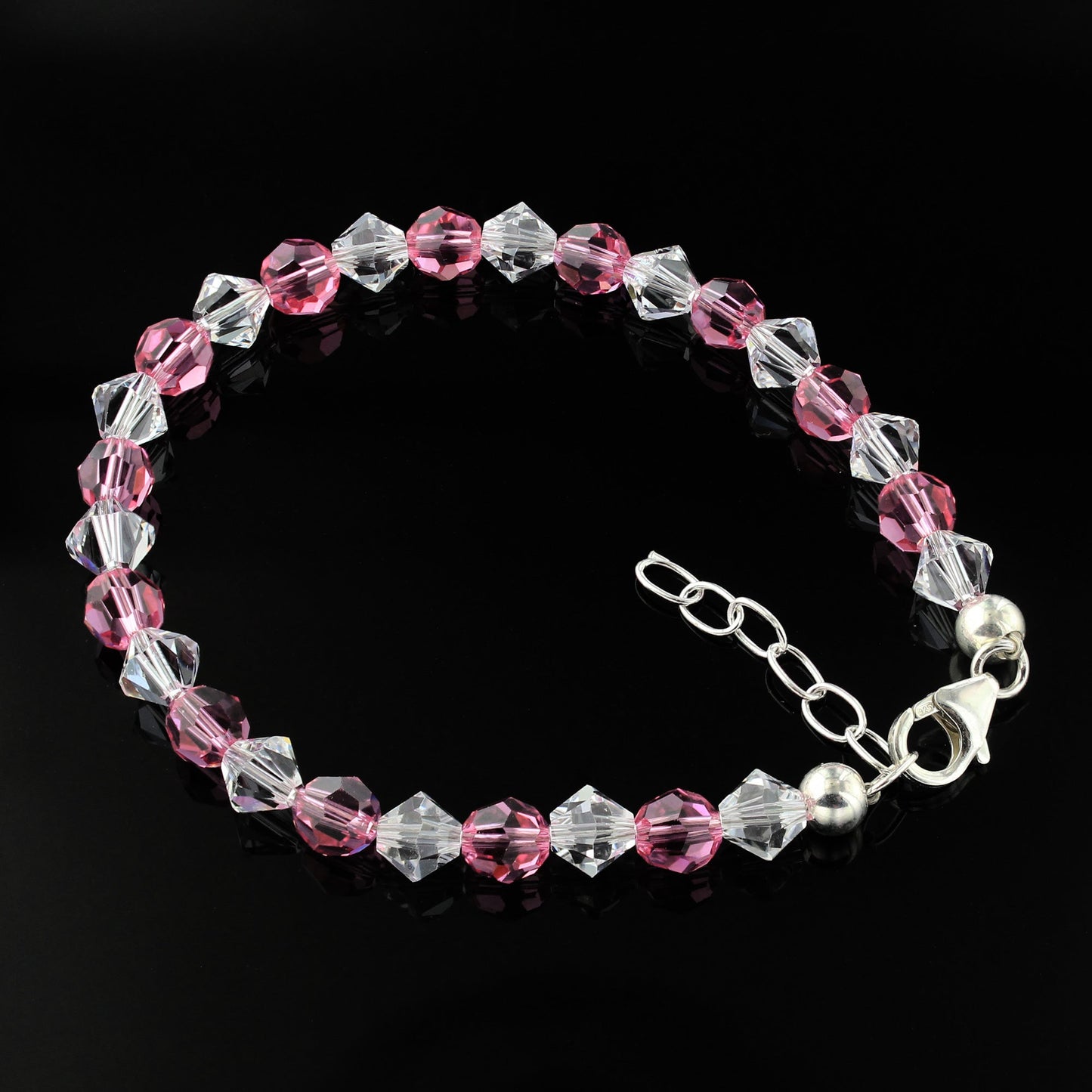 Sterling Silver Bracelet with Austrian Crystals Adjustable 7 to 8 Inch