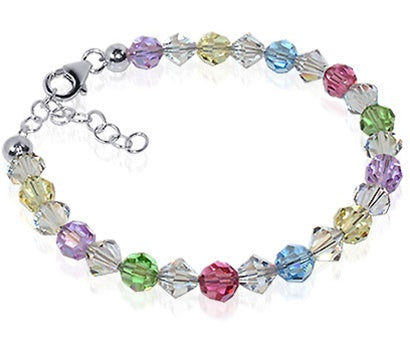 Sterling Silver Bracelet with Austrian Crystals Adjustable 7 to 8 Inch