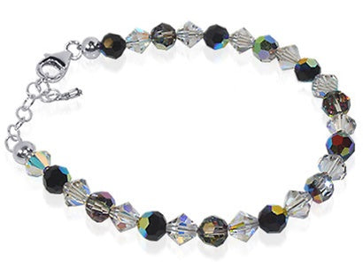 Sterling Silver Bracelet with Austrian Crystals Adjustable 7 to 8 Inch