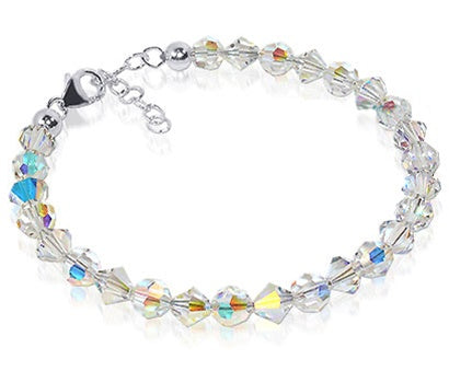 Sterling Silver Bracelet with Austrian Crystals Adjustable 7 to 8 Inch
