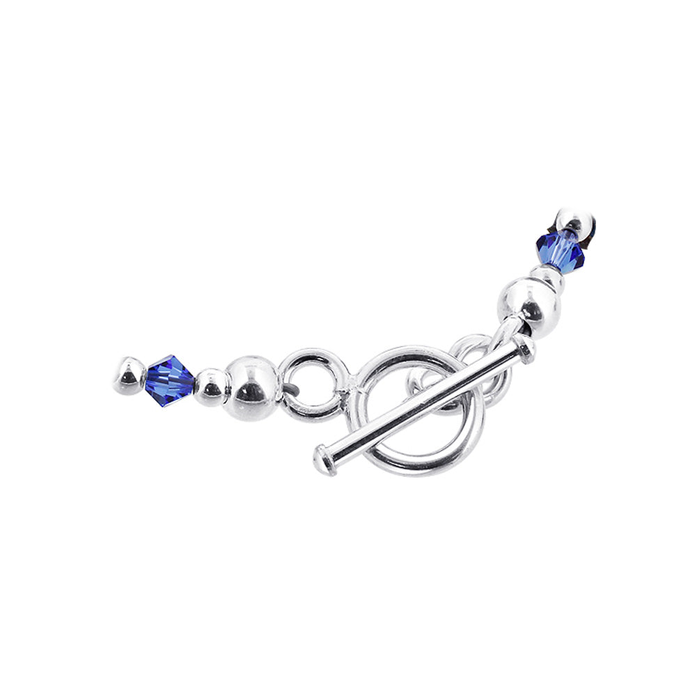 Blown Glass with Multicolor Austrian Crystals 925 Silver 8 to 9" Bracelet - SCBR069