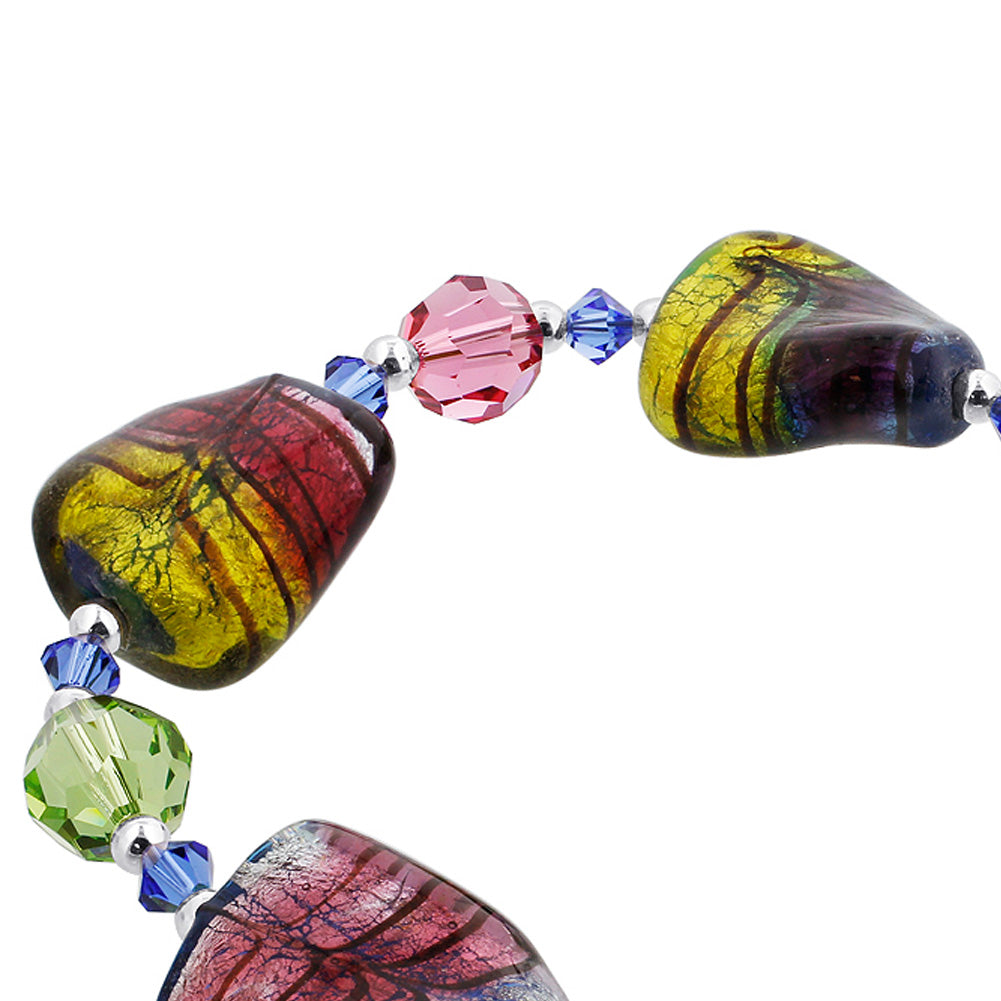 Blown Glass with Austrian Crystals 925 Sterling Silver Bracelet - Gem Avenue