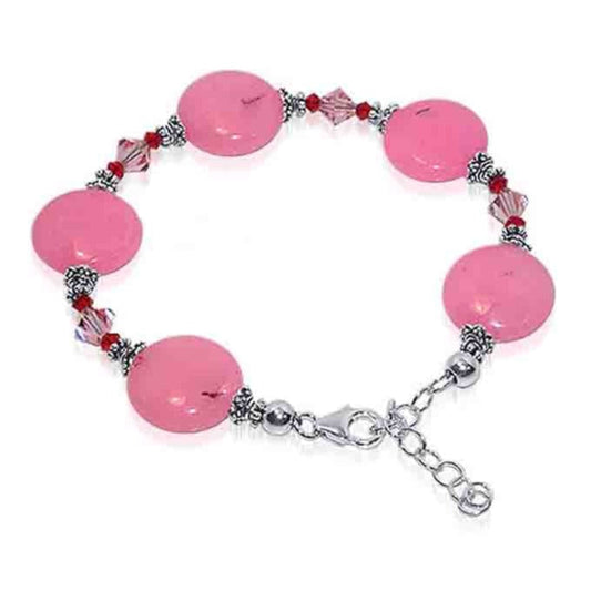 Soapstone & Austrian Crystals Sterling Silver Bracelet - Gem Avenue