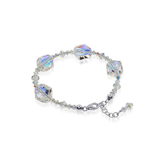 Adjustable 7 to 8 inch .925 Silver Bracelet with Austrian Crystals