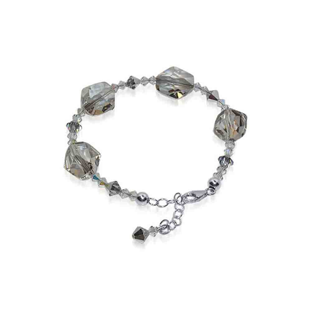 Adjustable 7 to 8 inch .925 Silver Bracelet with Austrian Crystals