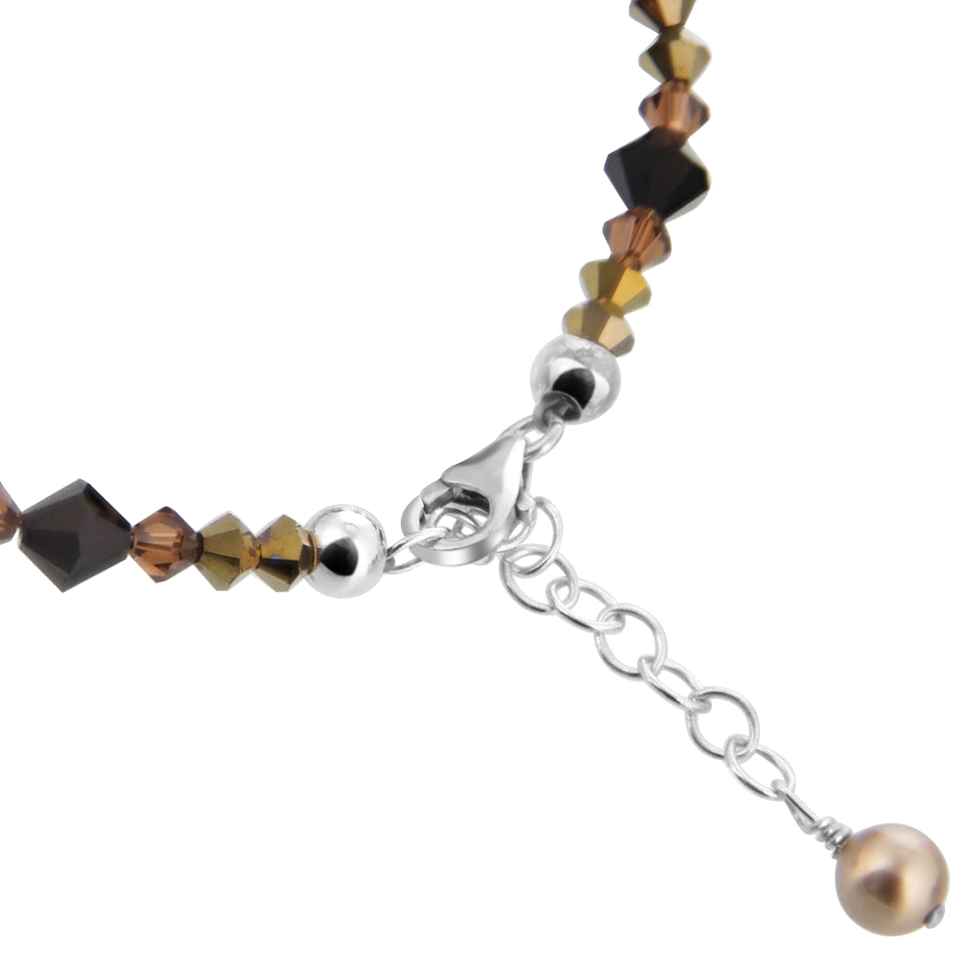 Austrian Crystals with Faux Pearl 7 to 8" Sterling Silver Bracelet - Gem Avenue