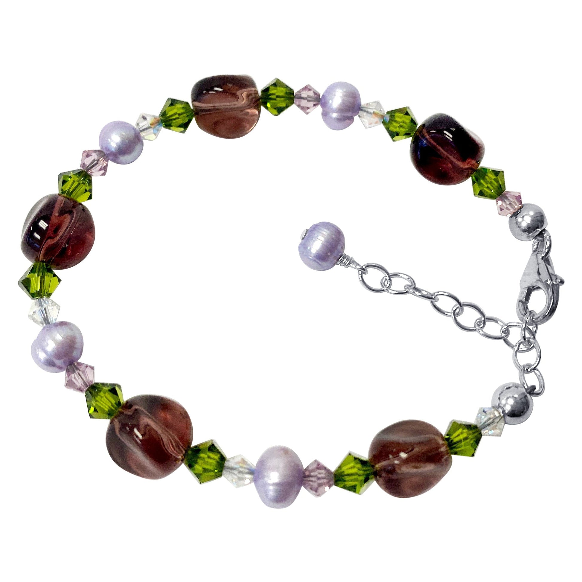 Multicolor Austrian Crystals 7 to 9 Inch Sterling Silver Bracelet - Gem Avenue