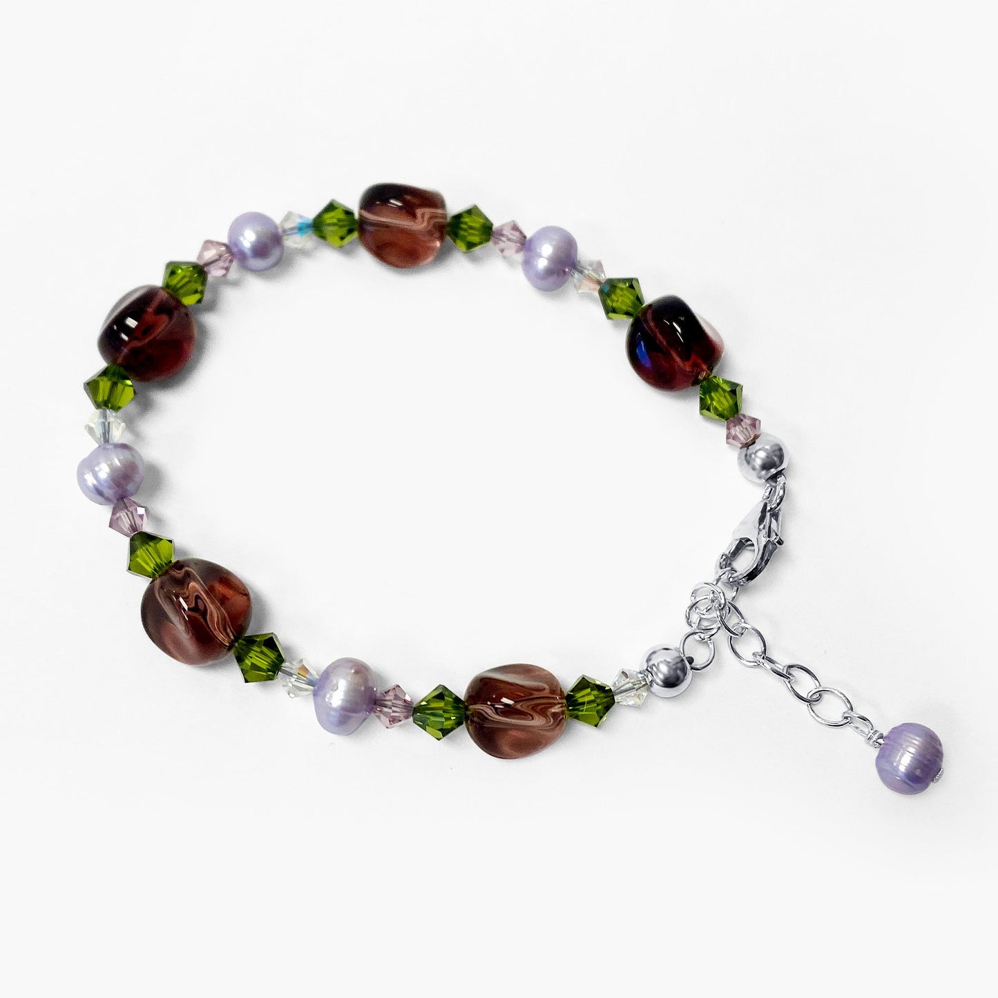 Multicolor Austrian Crystals 7 to 9 Inch Sterling Silver Bracelet - Gem Avenue