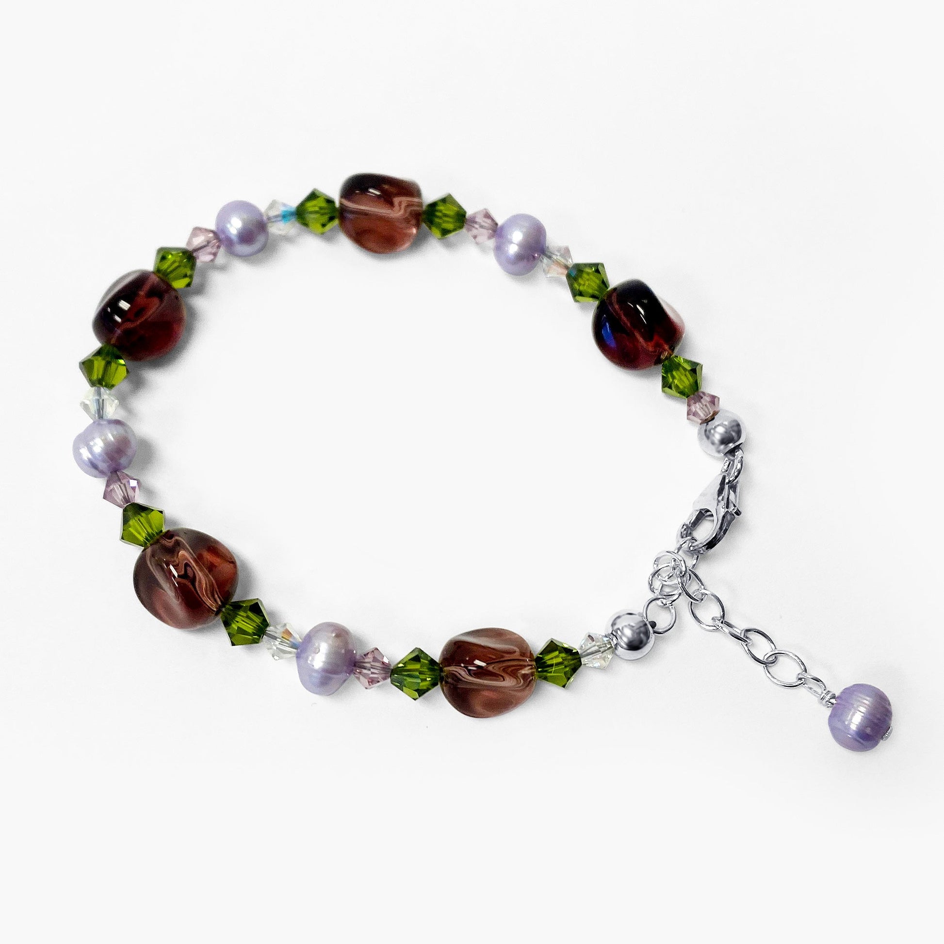 Multicolor Austrian Crystals 7 to 9 Inch Sterling Silver Bracelet - Gem Avenue
