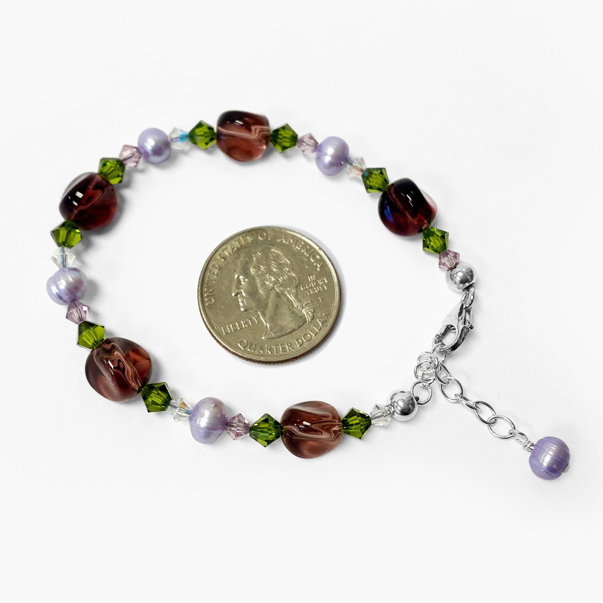 Multicolor Austrian Crystals 7 to 9 Inch Sterling Silver Bracelet - Gem Avenue