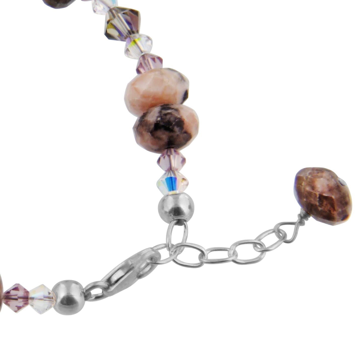 Austrian Crystals with Beads 7 to 9 inch Adjustable Sterling Silver Bracelet - Gem Avenue
