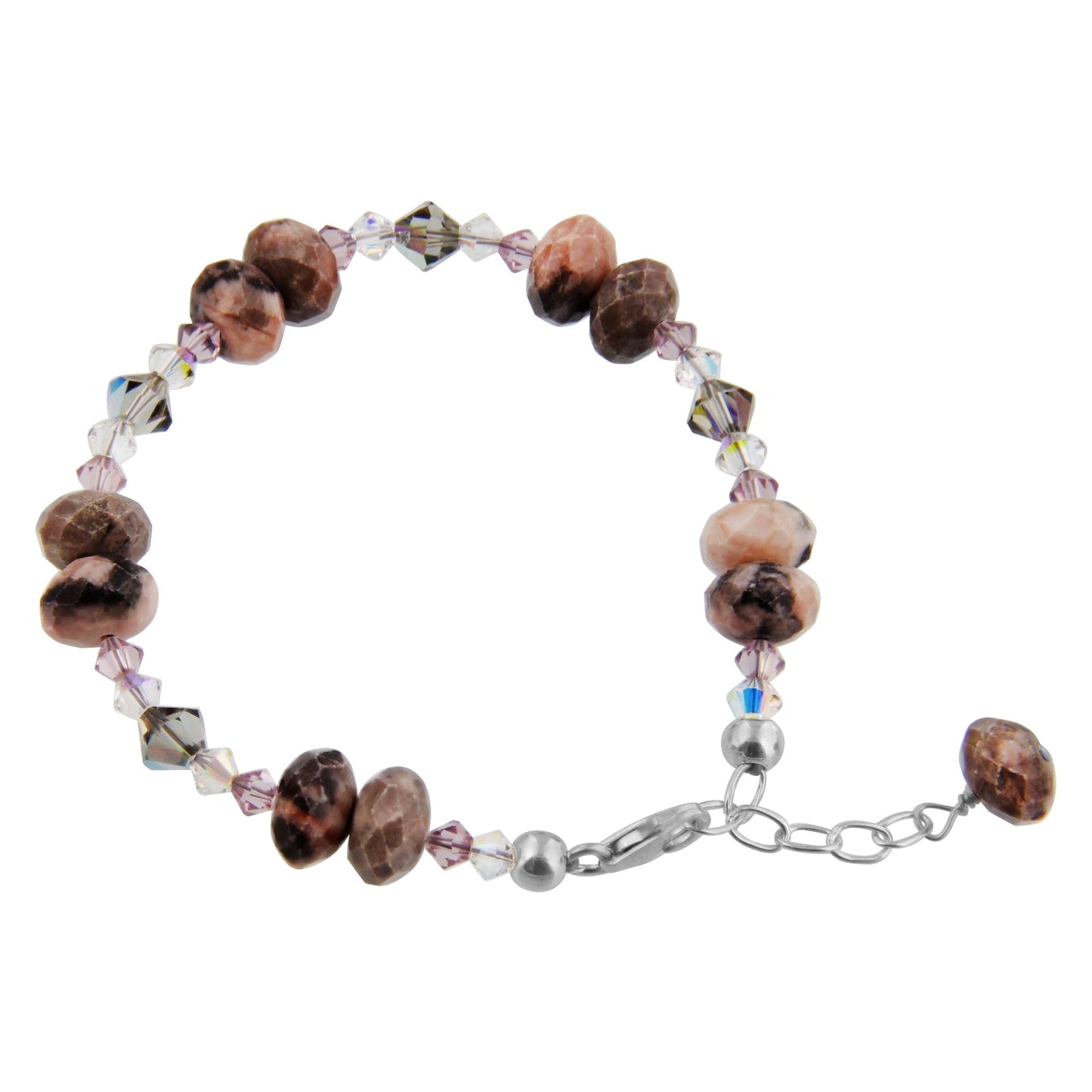Austrian Crystals with Beads 7 to 9 inch Adjustable Sterling Silver Bracelet - Gem Avenue