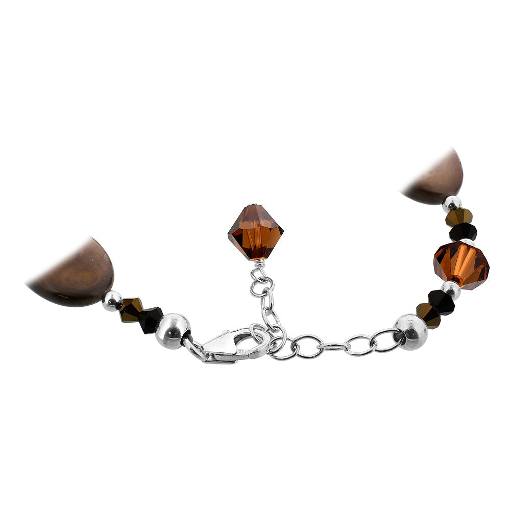 Abalone with Austrian Crystals 7 to 9 inch Sterling Silver Bracelet - Gem Avenue