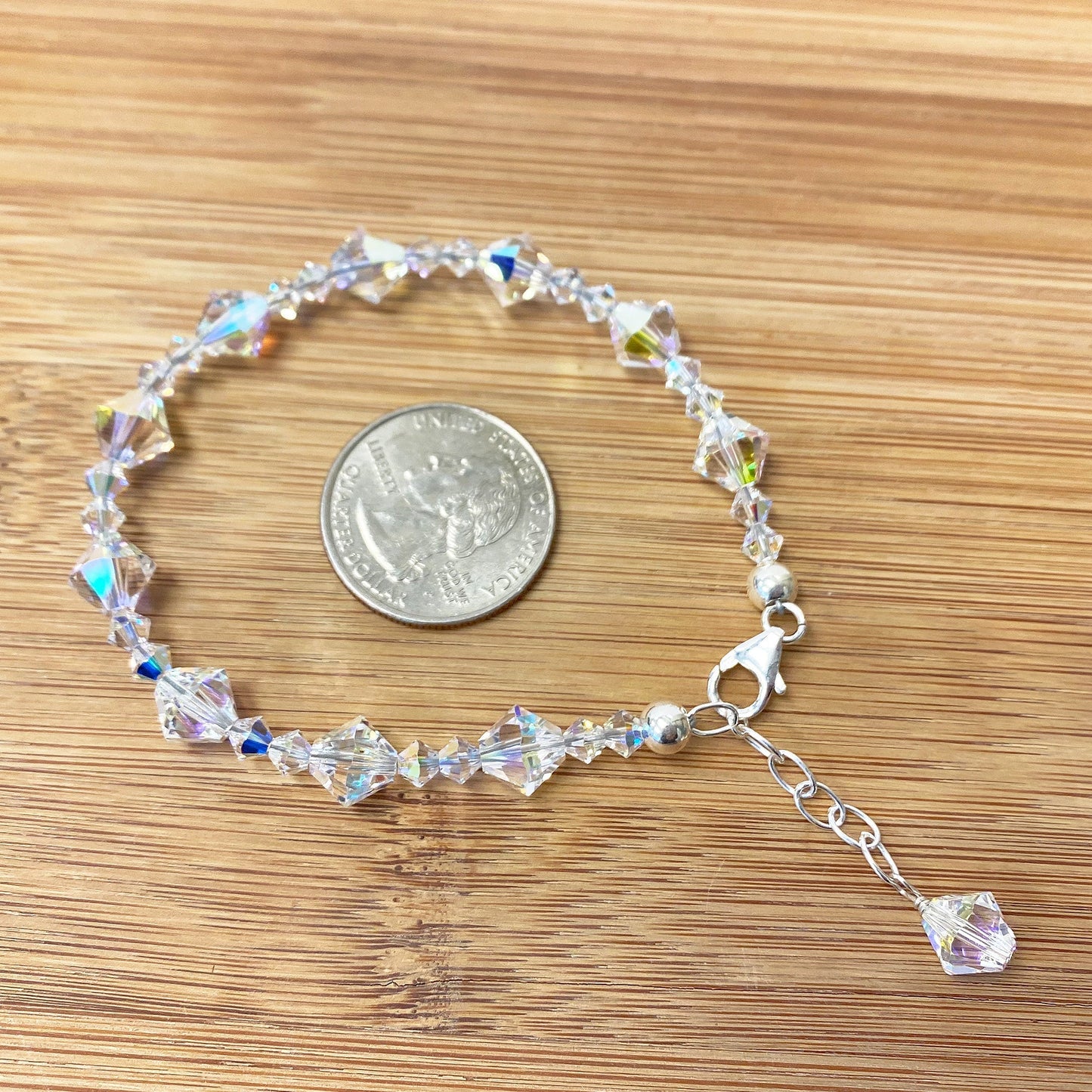 Adjustable 7 to 8 inch Bracelet with .925 Silver and Austrian Crystals
