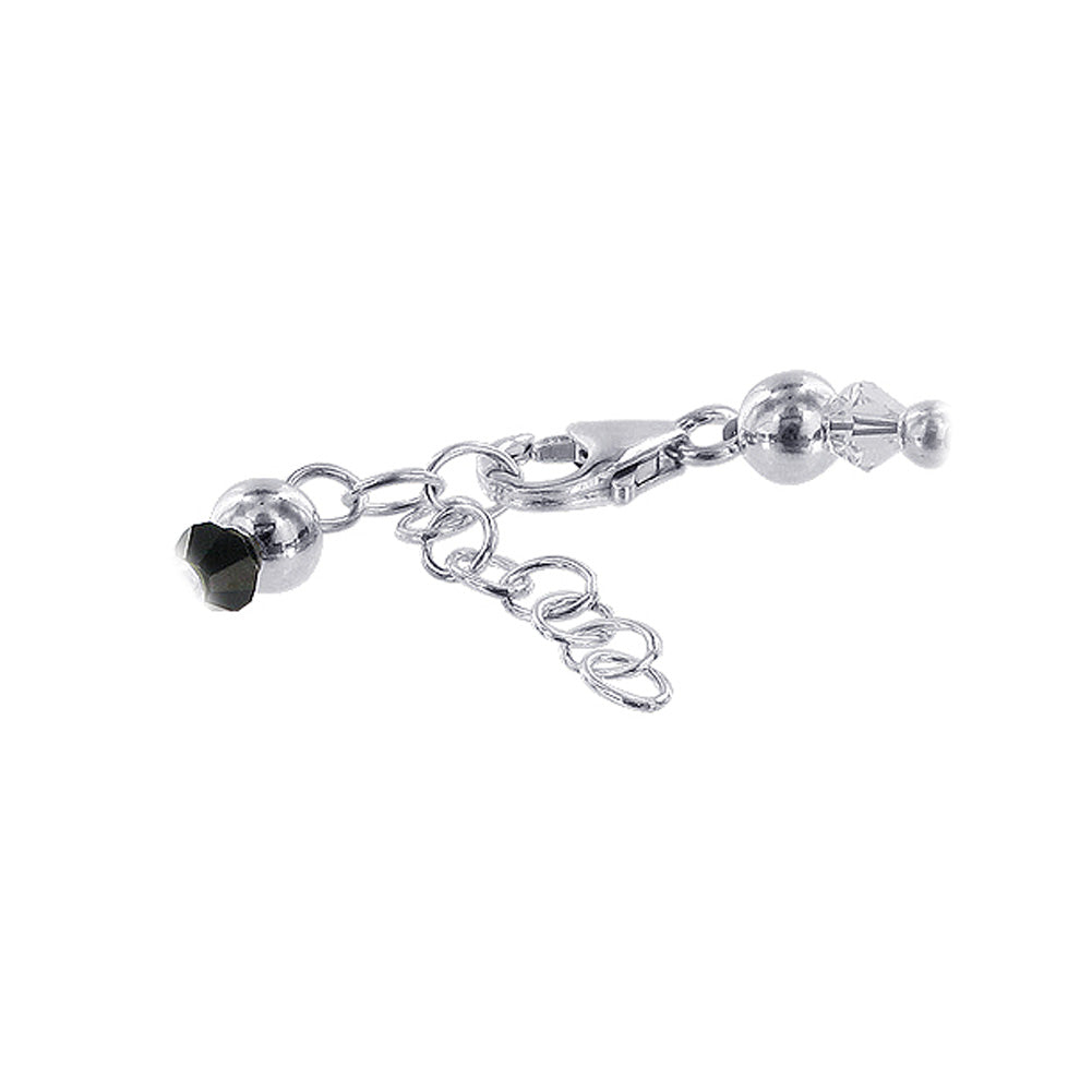 Blown Glass with Austrian Crystals 7 inch Sterling Silver Bracelet - Gem Avenue