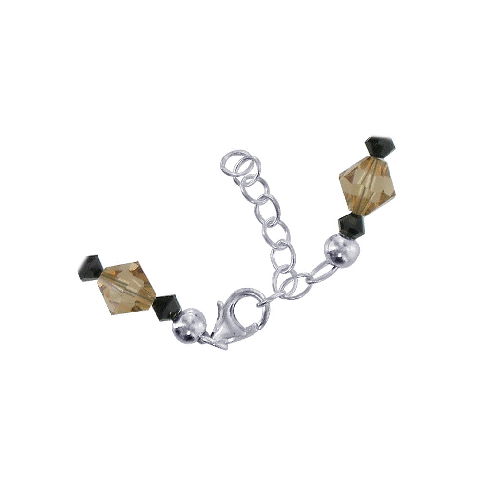 Blown Glass with Multicolor Austrian Crystals 925 Silver 8 to 9" Bracelet - SCBR158