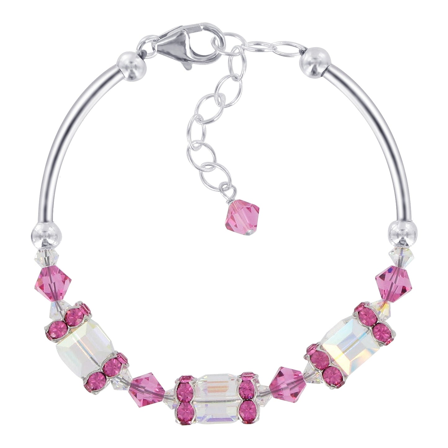 .925 Sterling Silver 6.5 inch Handmade Bracelet with Austrian Crystals