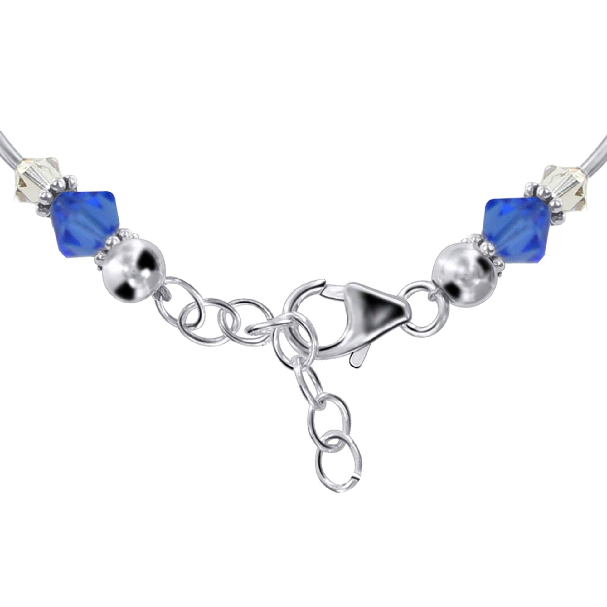 Blue Austrian Crystals 7 to 8.5 Inch Sterling Silver Bracelet - Gem Avenue