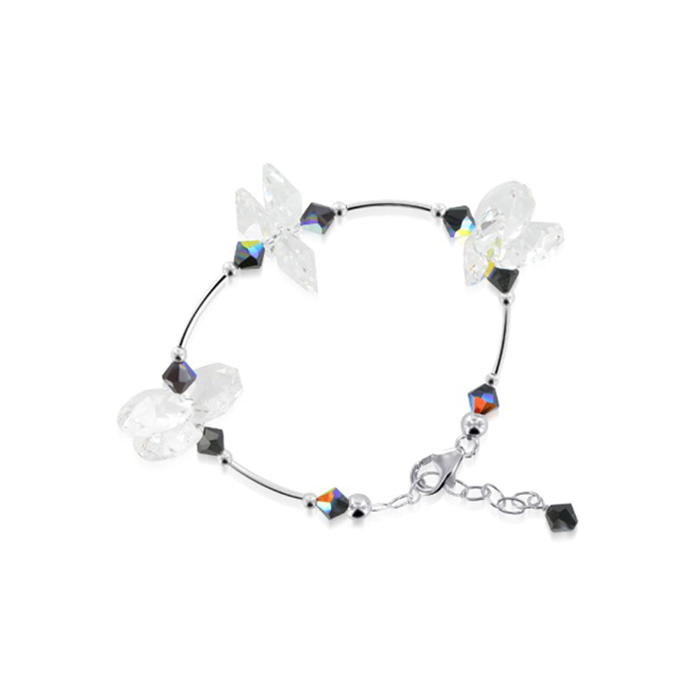 Sterling Silver 6.5 Inch Bracelet with Multicolor Austrian Crystals