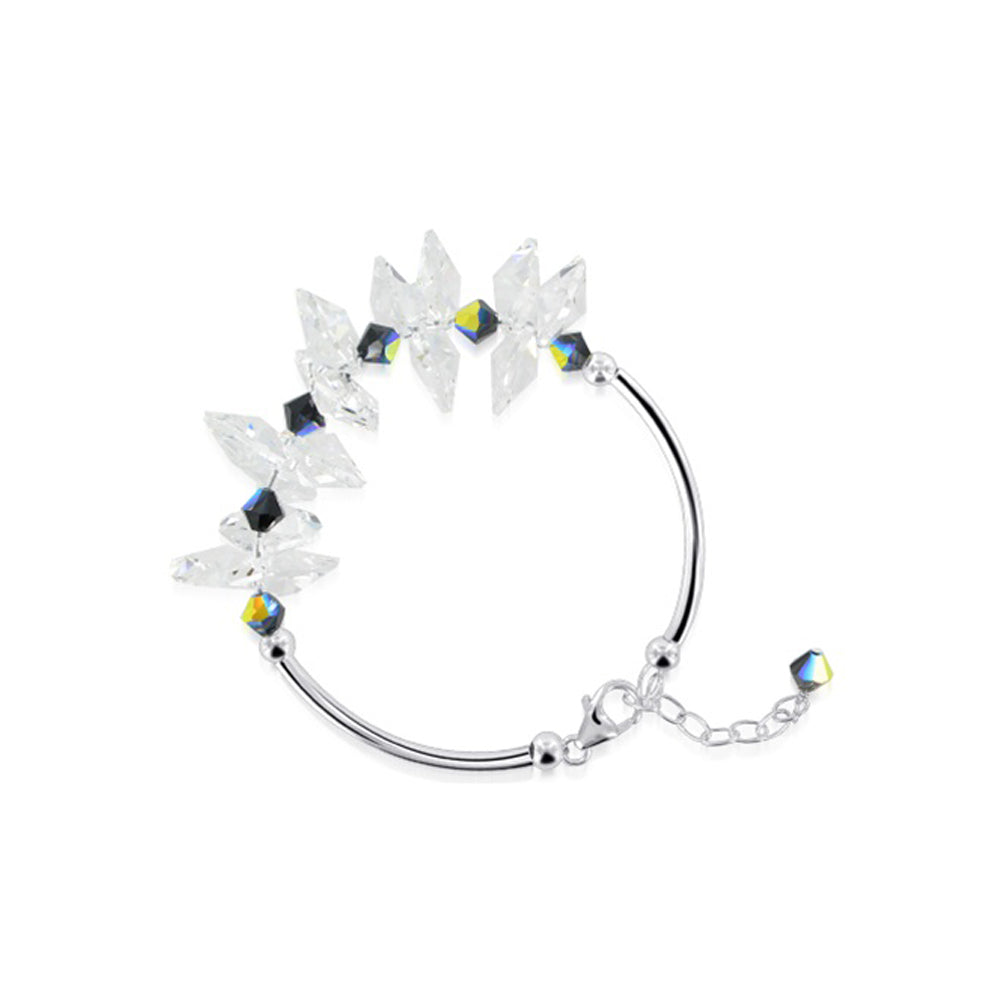 Sterling Silver 7 inch Wide Bracelet with Multicolor Austrian Crystals