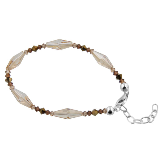 .925 Silver 7 Inch Bracelet with Large & Small Bicone Austrian Crystals