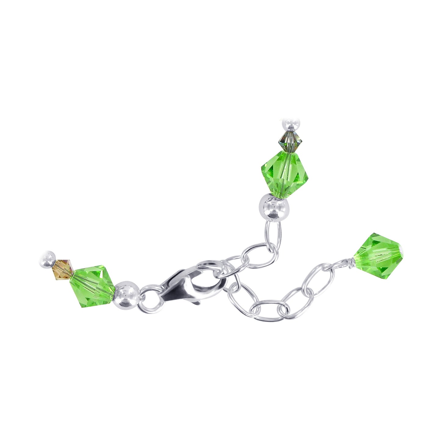 Blown Glass with Multicolor Austrian Crystals 925 Silver 8 to 9" Bracelet - SCBR202