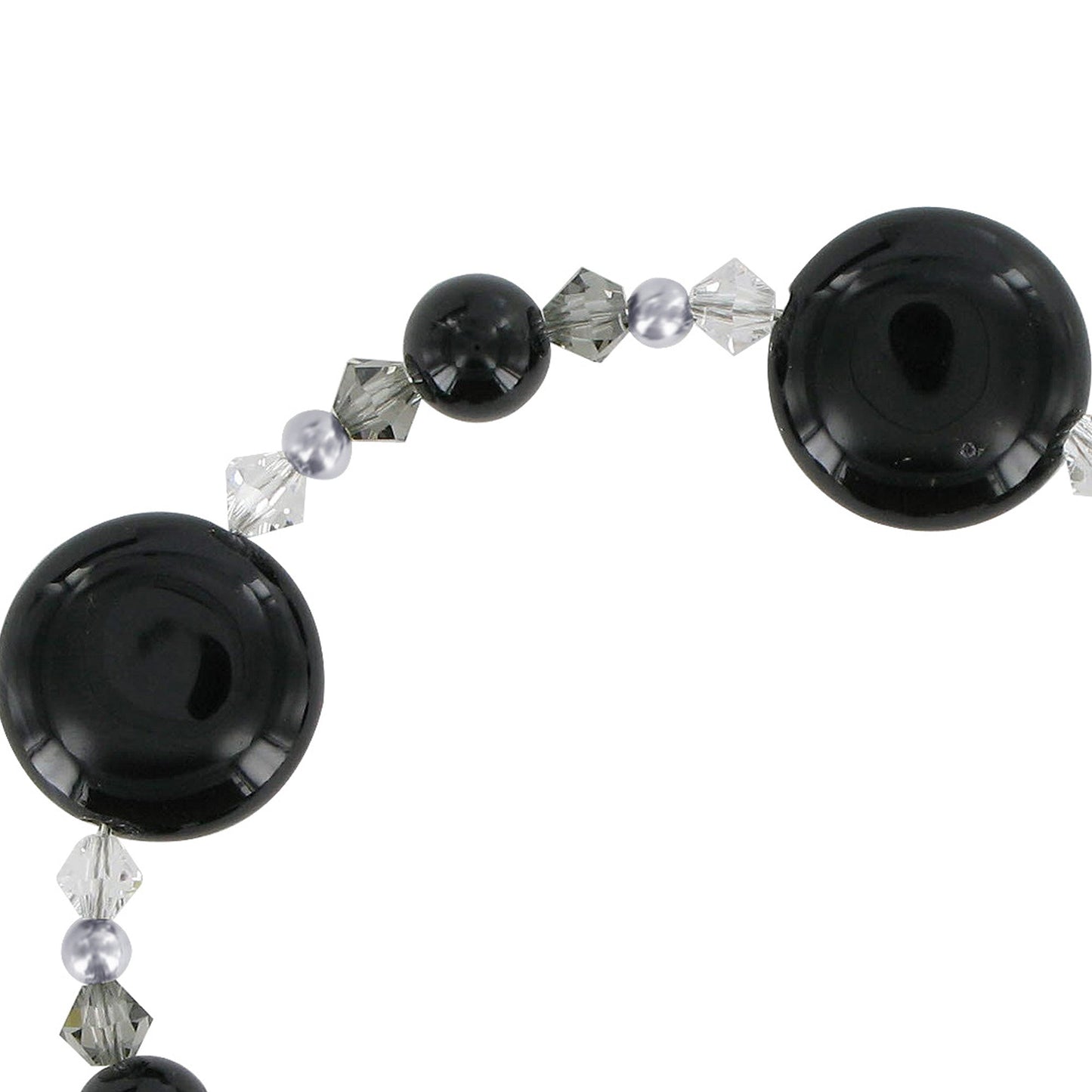 Black Onyx & Austrian Crystals 925 Sterling Silver Bracelet for Women - Gem Avenue
