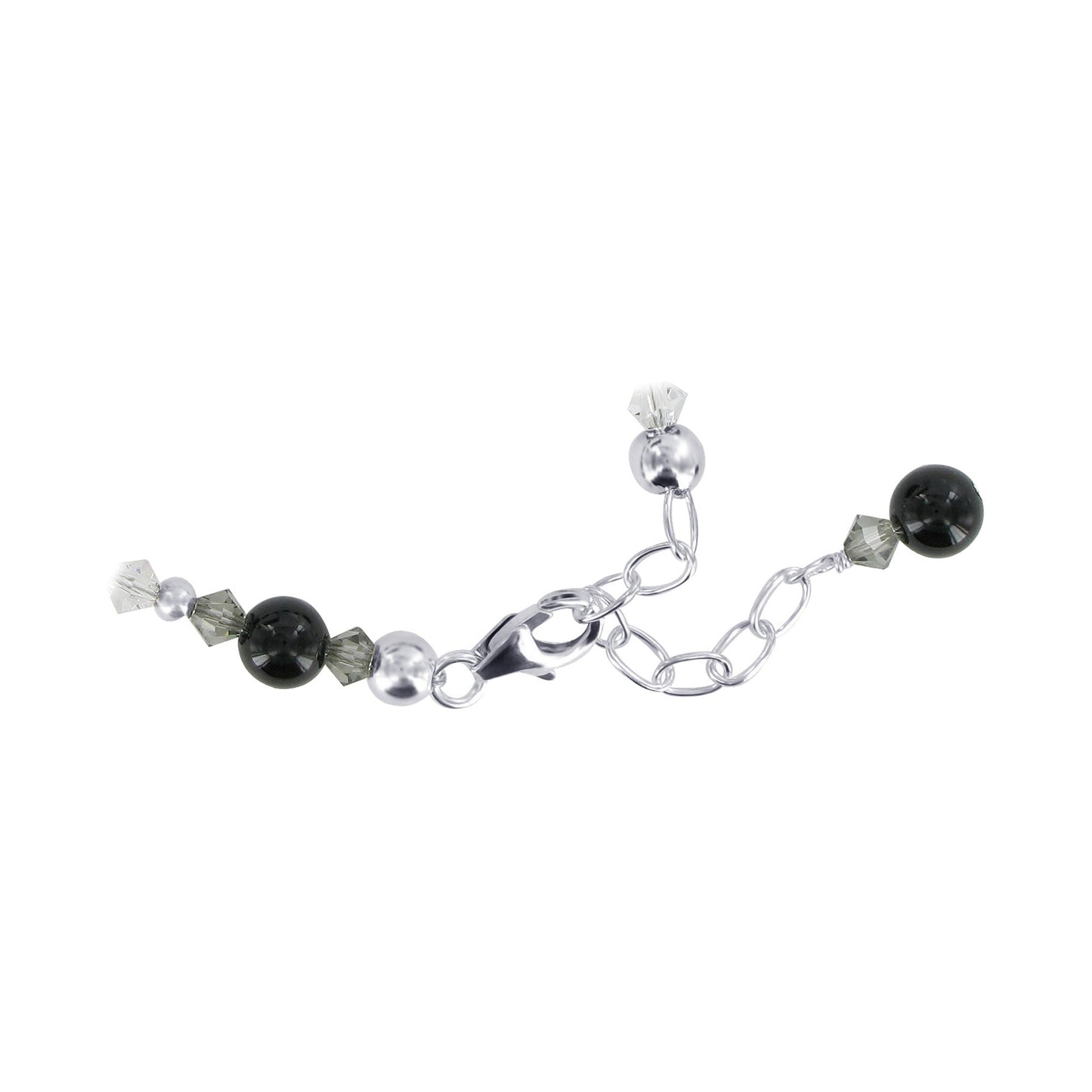 Black Onyx & Austrian Crystals 925 Sterling Silver Bracelet for Women - Gem Avenue
