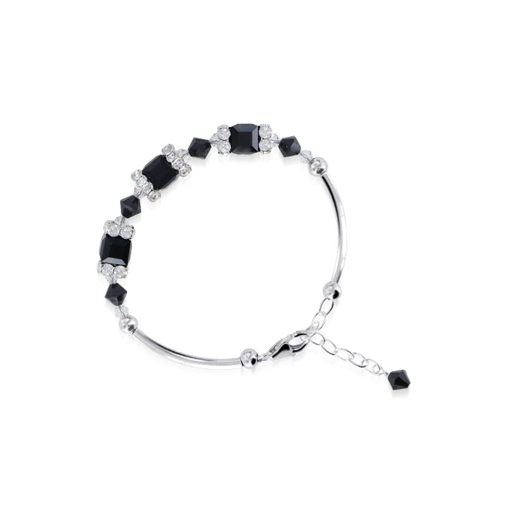 .925 Sterling Silver 6.5 inch Handmade Bracelet with Austrian Crystals