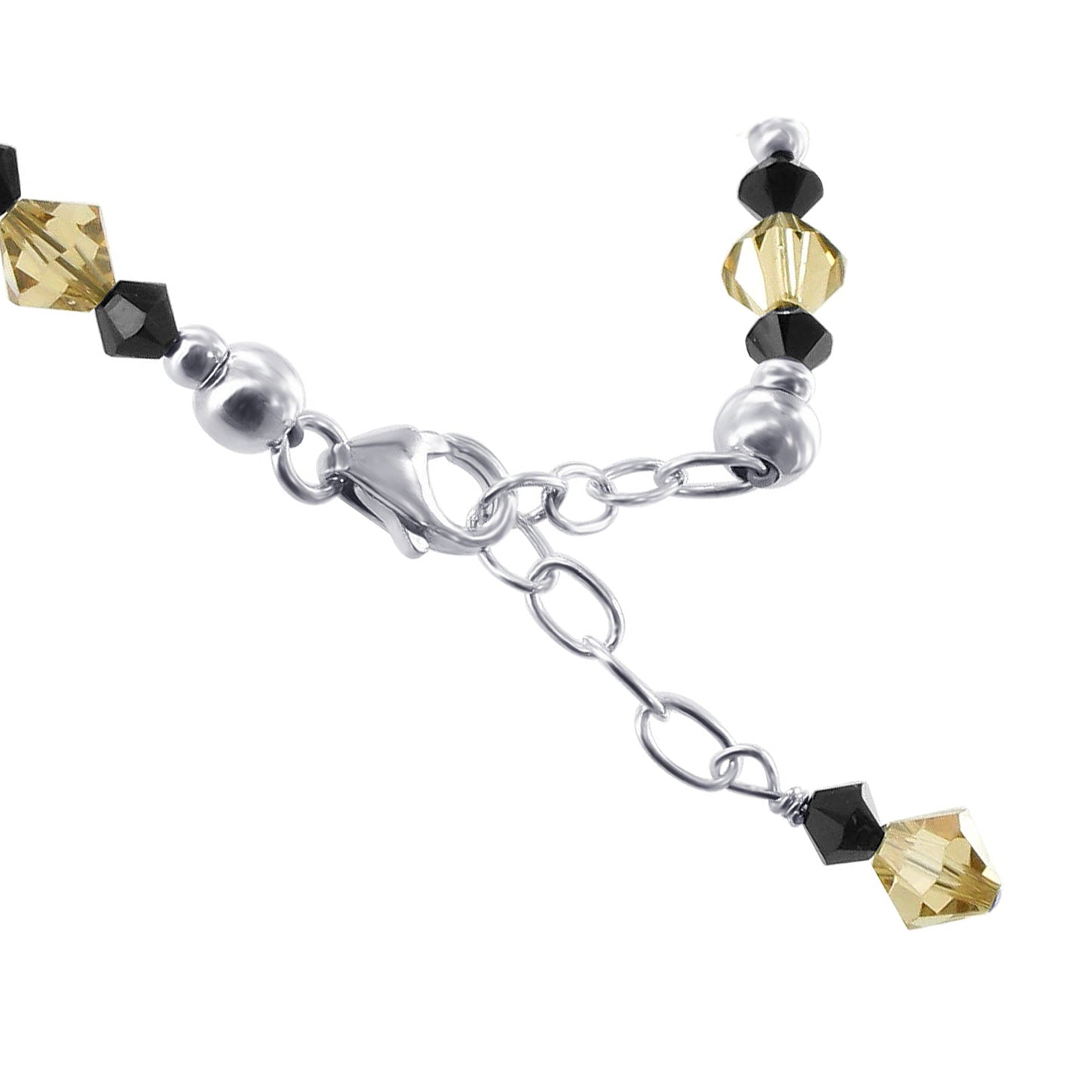 Blown Glass with Multicolor Austrian Crystals 925 Silver 8 to 9" Bracelet - SCBR243