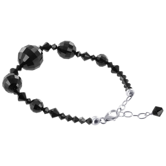 .925 Silver 7 to 8.5 inch Adjustable Bracelet with Round Austrian Crystals