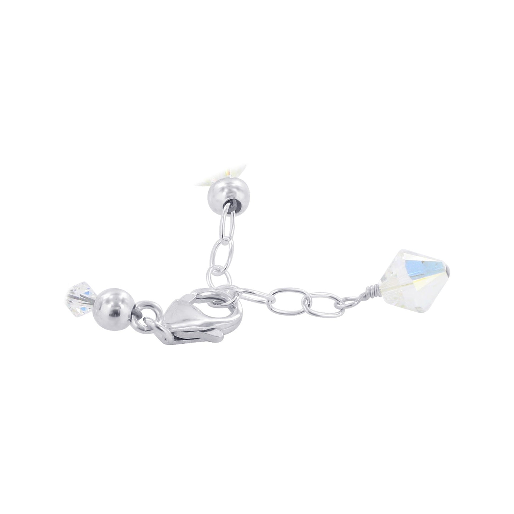 925 Sterling Silver Bicone Beads & Clear AB Austrian Crystals Bracelet 7 to 8 inch - Gem Avenue