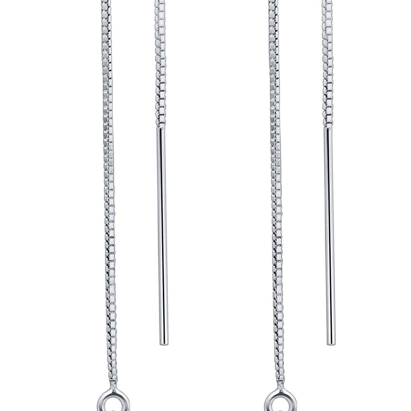 Pearl Threader String Austrian Crystals 925 Sterling Silver Earrings - Gem Avenue
