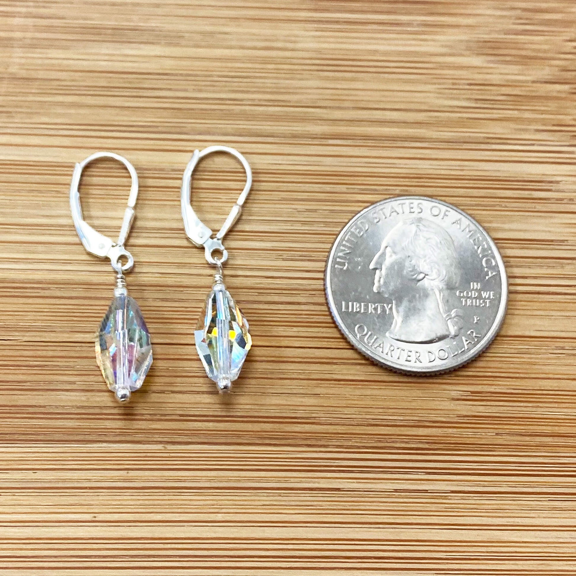 Clear Austrian Crystals 925 Sterling Silver Leverback Drop Earrings - Gem Avenue