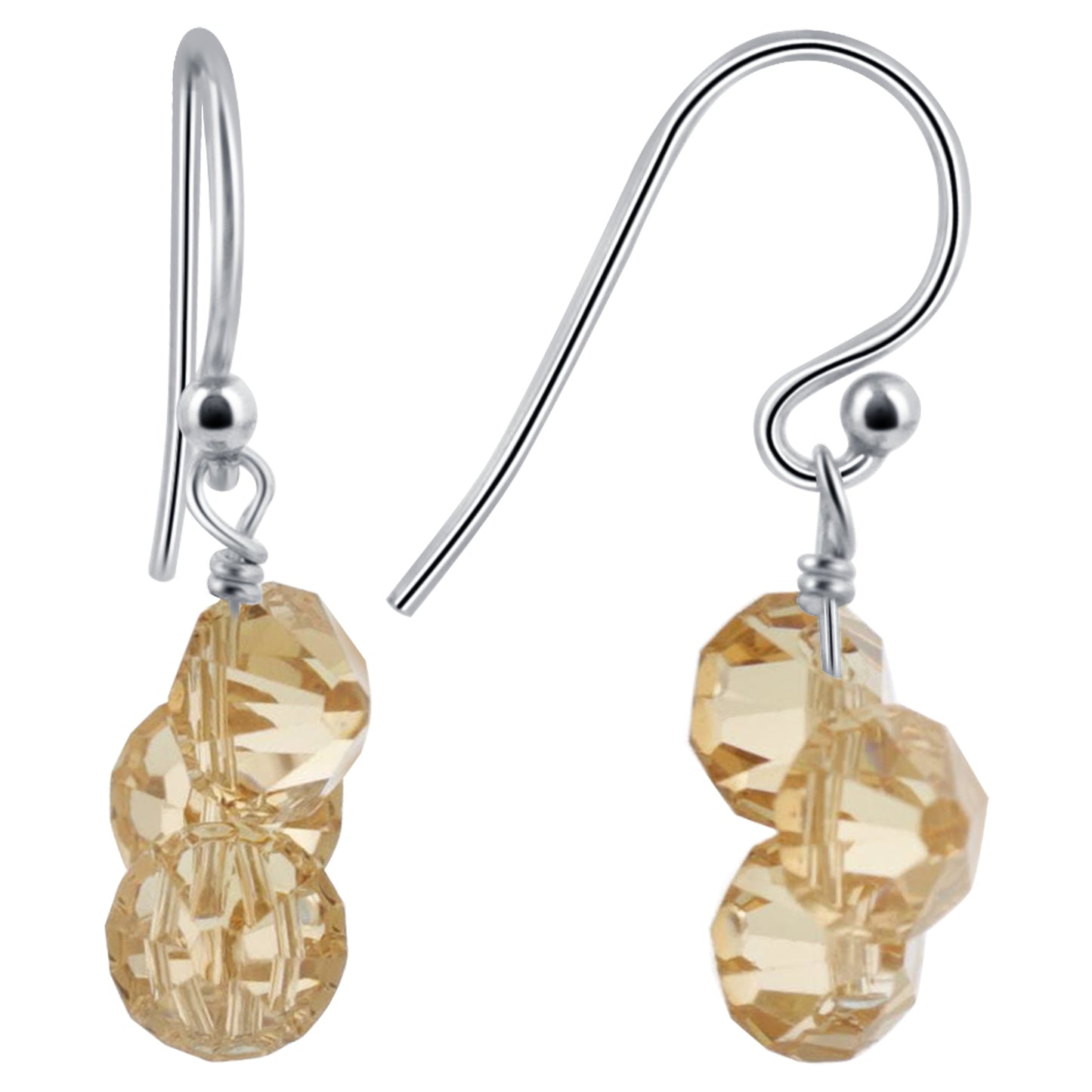 Bicone Shaped Austrian Crystals Handmade Sterling Silver Drop Earrings