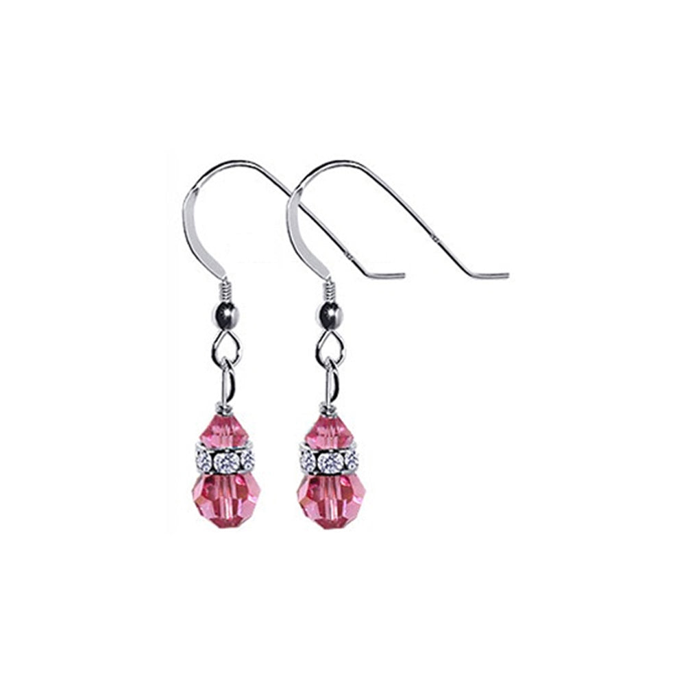 Austrian Crystals with Rondelle .925 Sterling Silver Drop Earrings