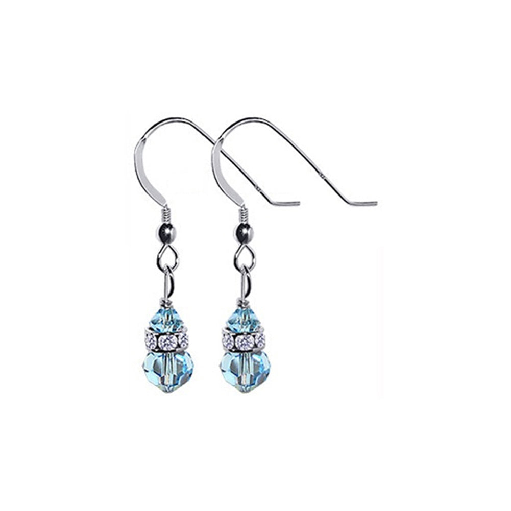 Austrian Crystals with Rondelle .925 Sterling Silver Drop Earrings