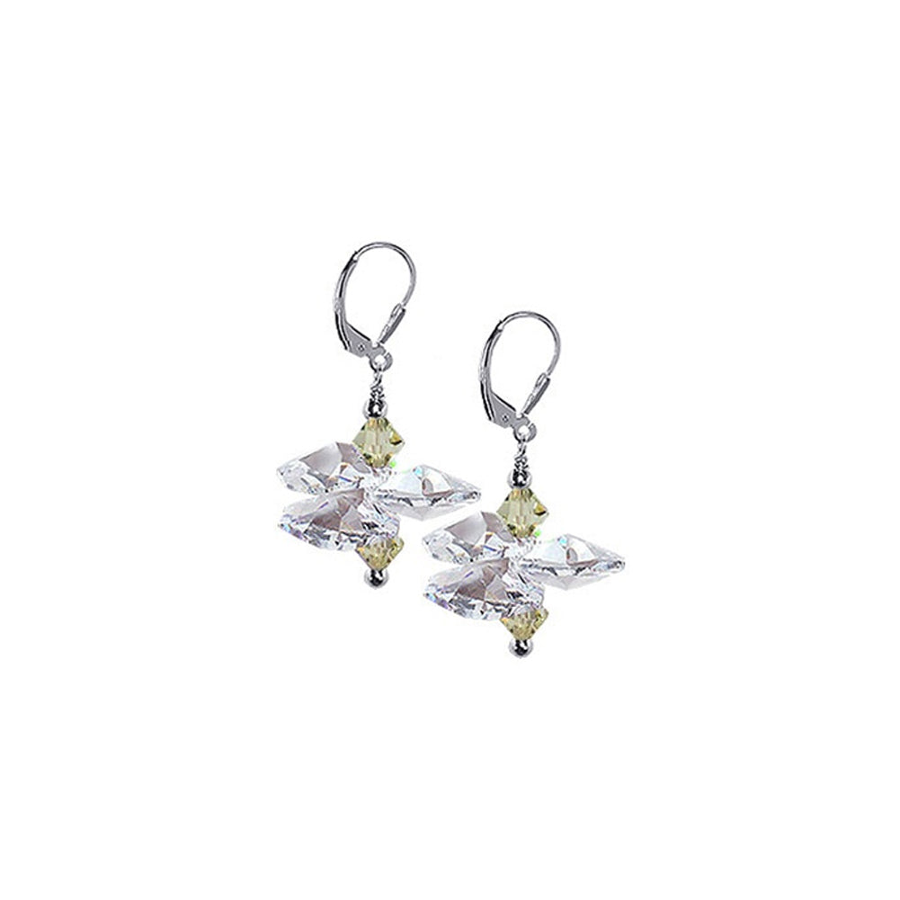 .925 Sterling Silver Drop Earrings with Multicolor Austrian Crystals