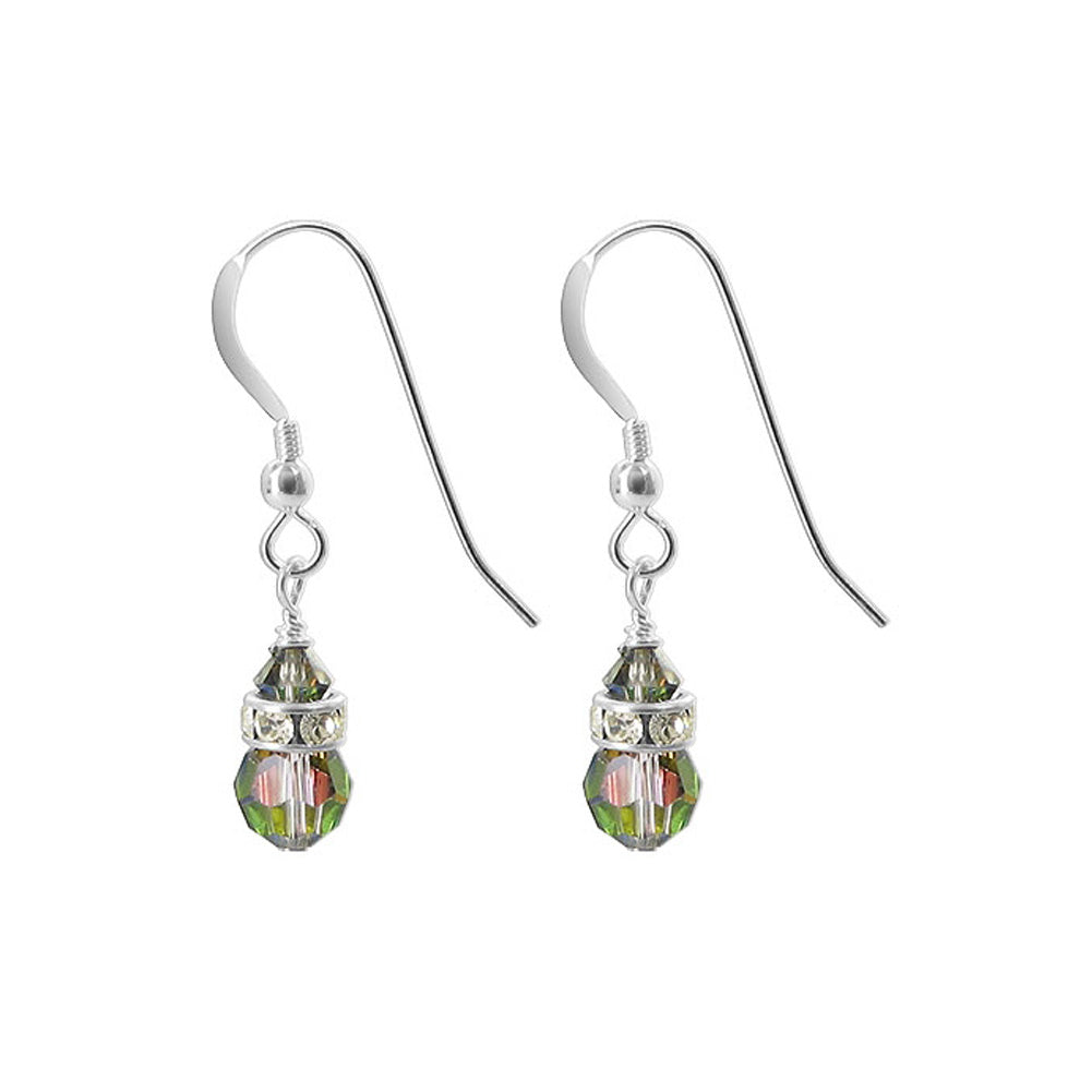 Austrian Crystals with Rondelle .925 Sterling Silver Drop Earrings