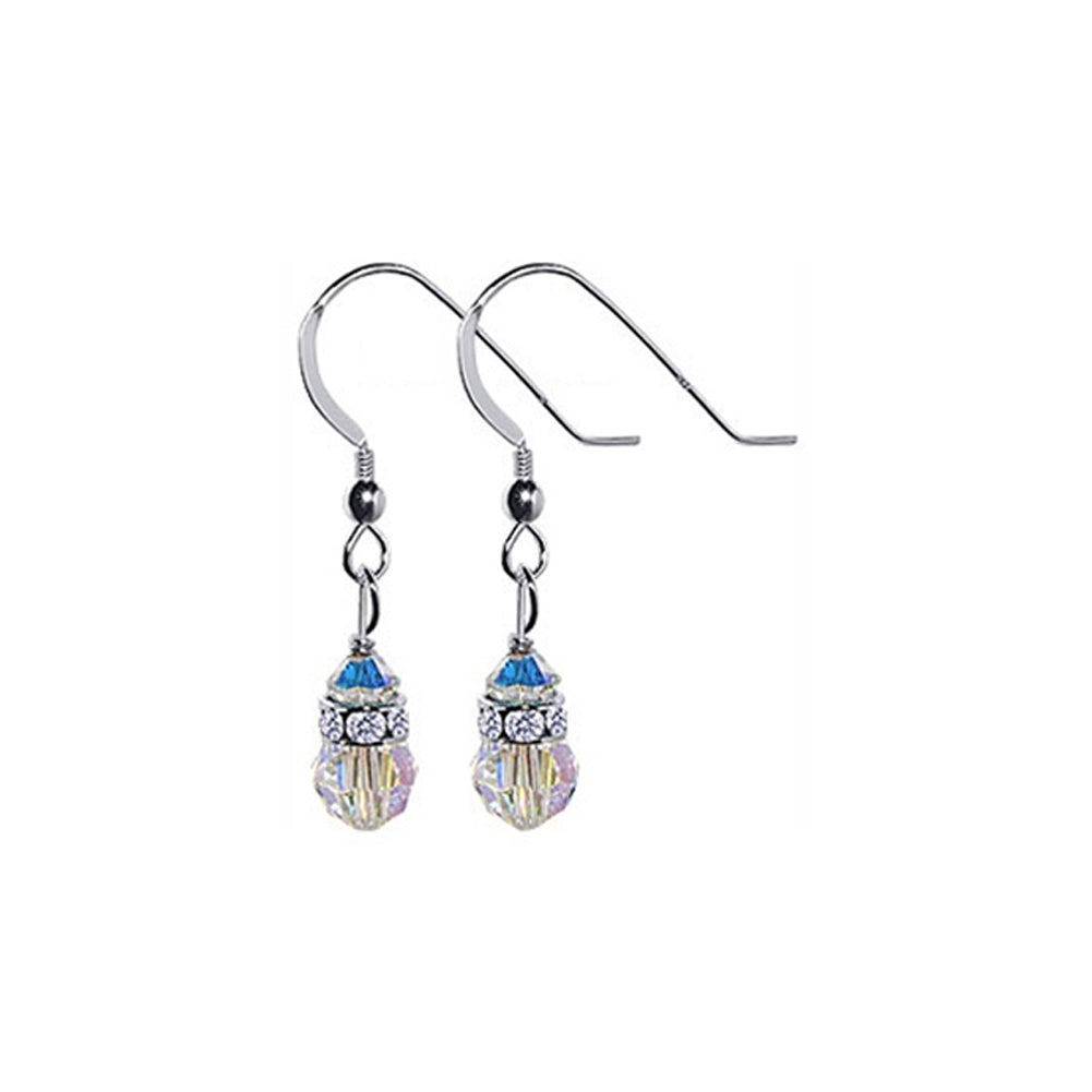 Austrian Crystals with Rondelle .925 Sterling Silver Drop Earrings