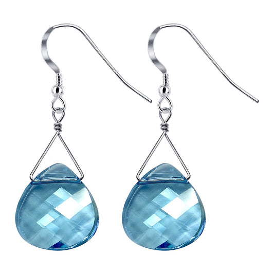 Teardrop Shape Austrian Crystal Handmade 925 Sterling Silver Drop Earrings