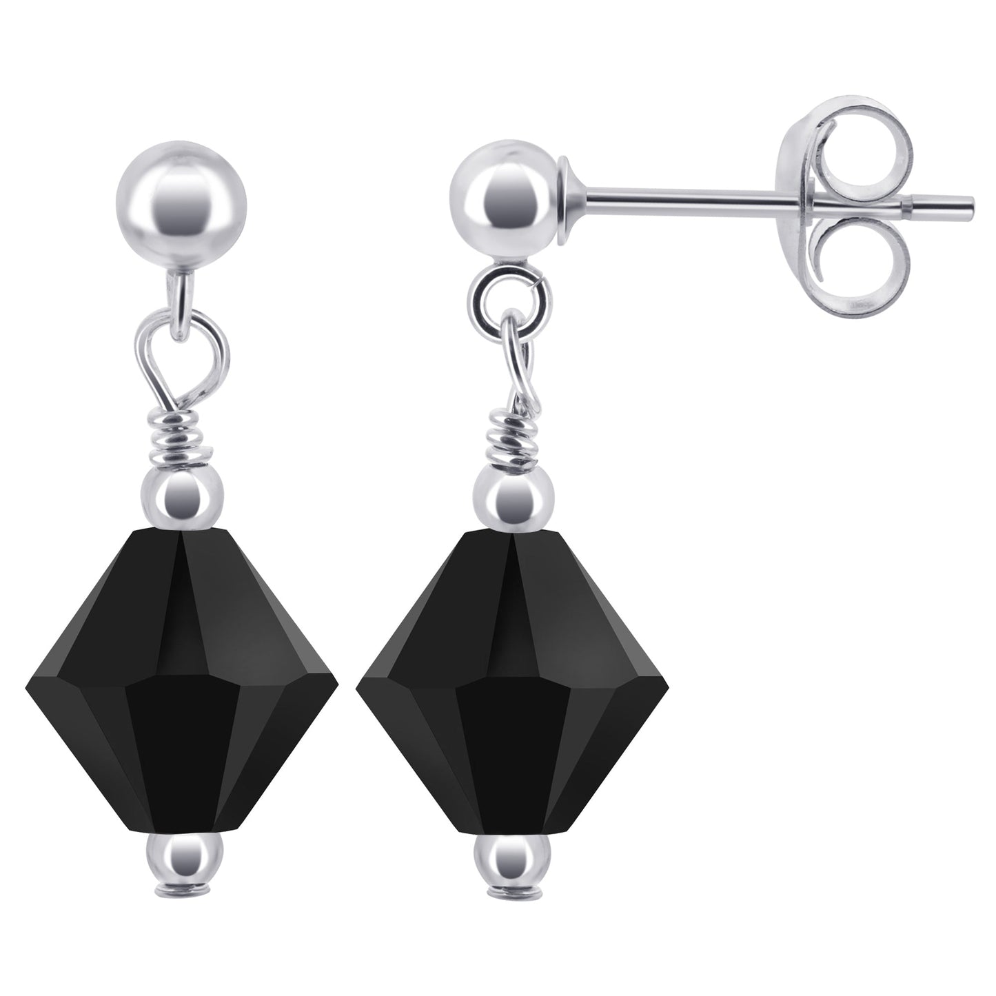 925 Sterling Silver Drop Earrings with Bicone Austrian Crystals Handmade Elegant Jewelry for Women Gift for Her
