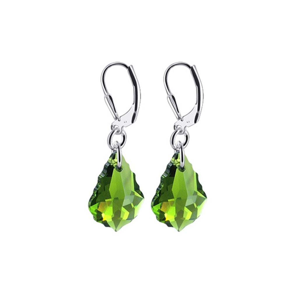 .925 Sterling Silver Drop Earrings with Baroque Shape Austrian Crystals