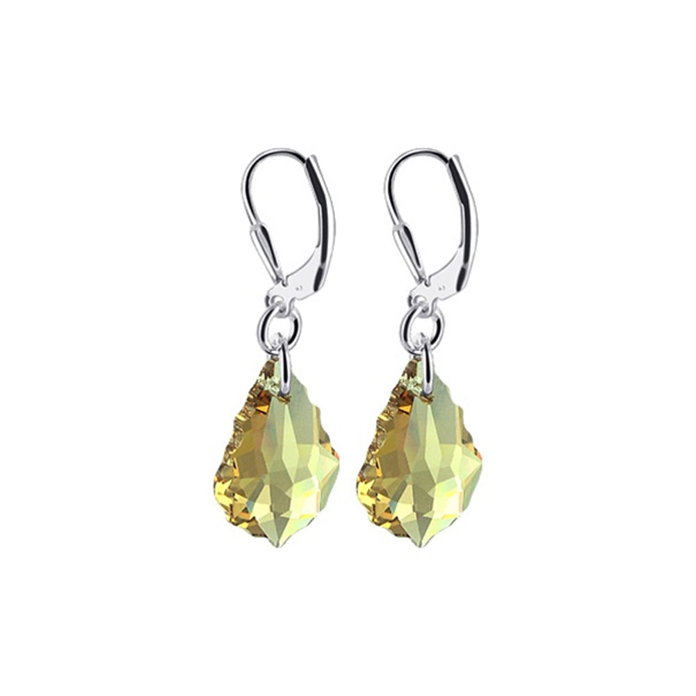 .925 Sterling Silver Drop Earrings with Baroque Shape Austrian Crystals
